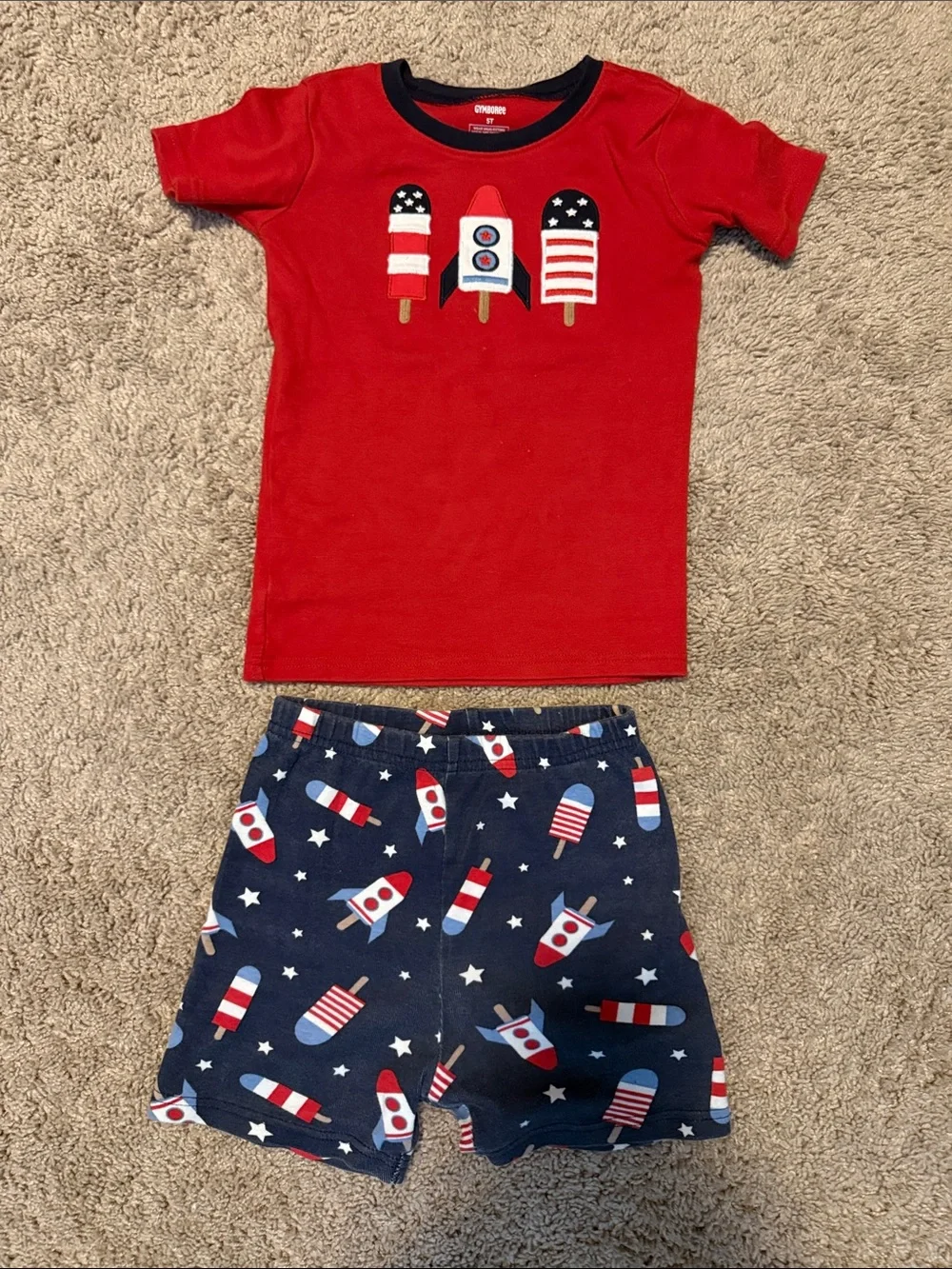 Gymboree Red & Navy Rocket and Popsicle Kids Pajama Set